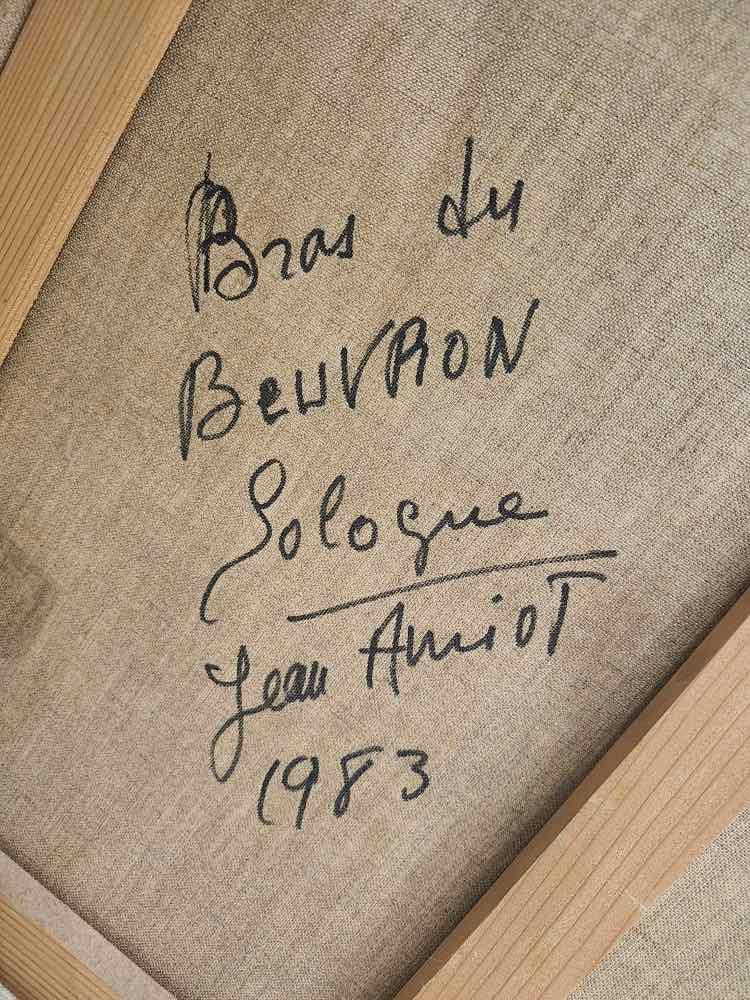 Art "Bras du Beuvron, Soloque" Oil J. Amiof 1983
