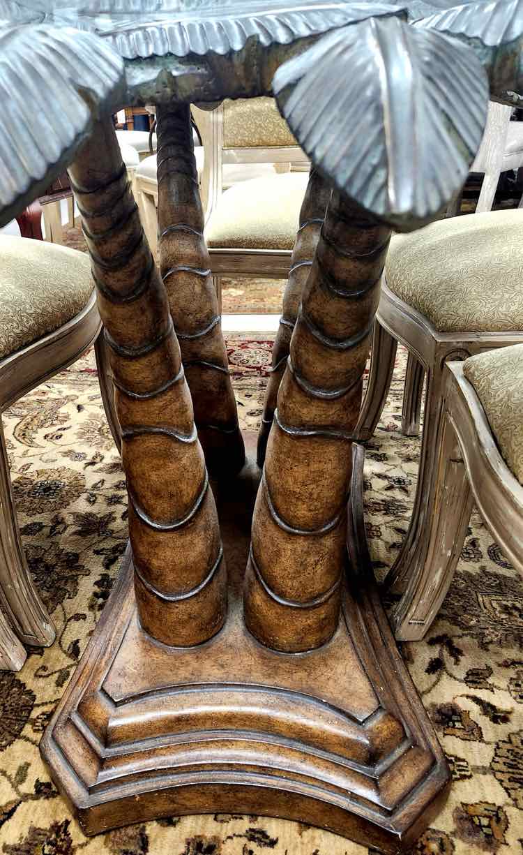 Glass Top Table w/ Palm Tree Base