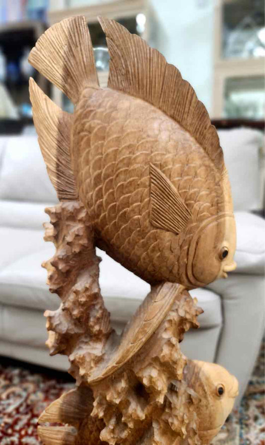 Wooden Hand-carved Totem Sea life Art