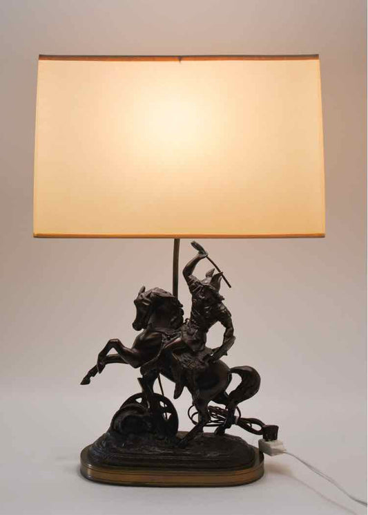 Antique "Vercingetorix" Bronze Toned Lamp