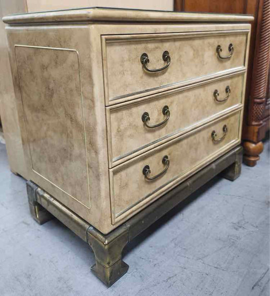 3 Drawer Gold Tone Chest w/Brass Base
