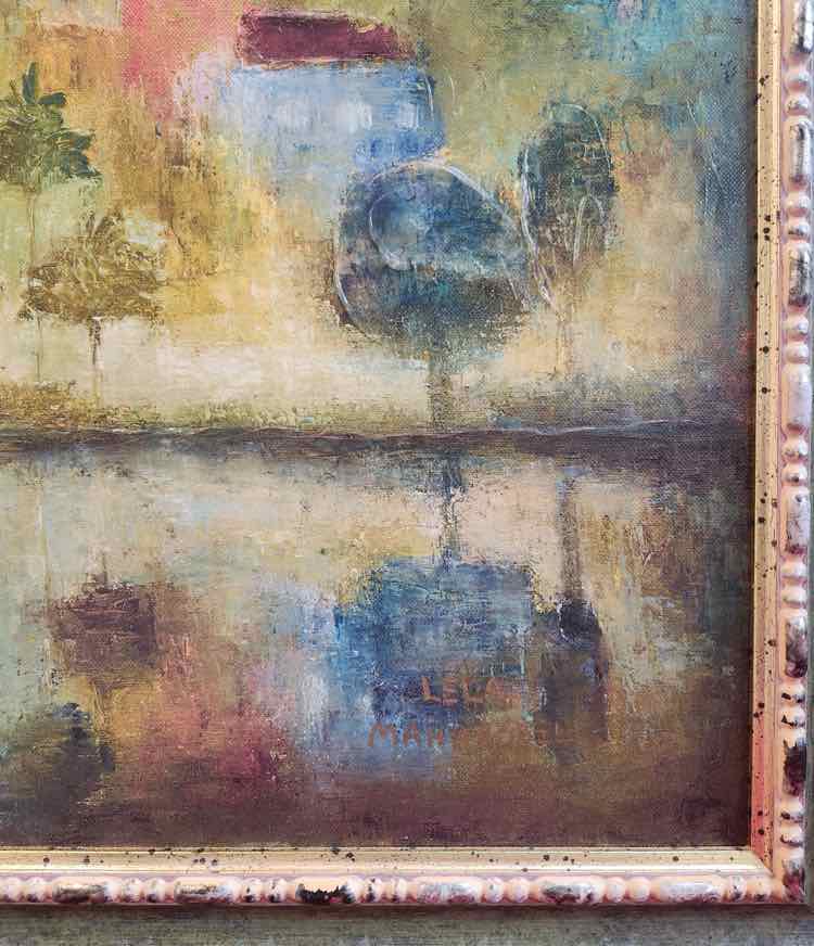 Art 'In the Village' Acrylic Retouched Lela Mahorbeli