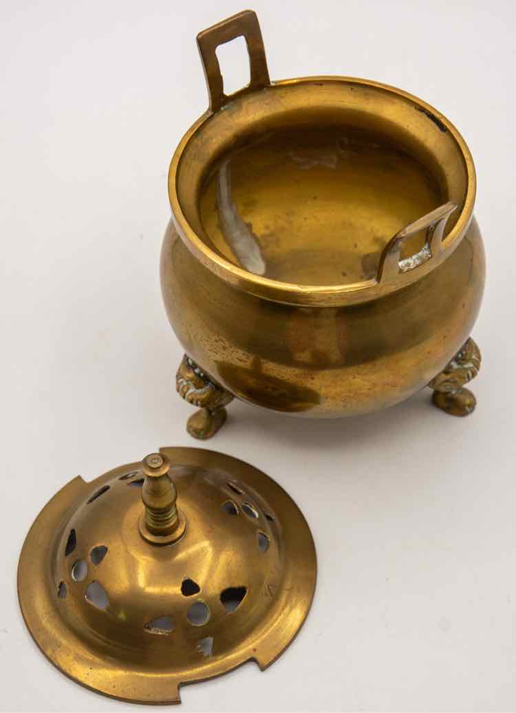 Vintage Chinese Brass Tripod Incense Burner