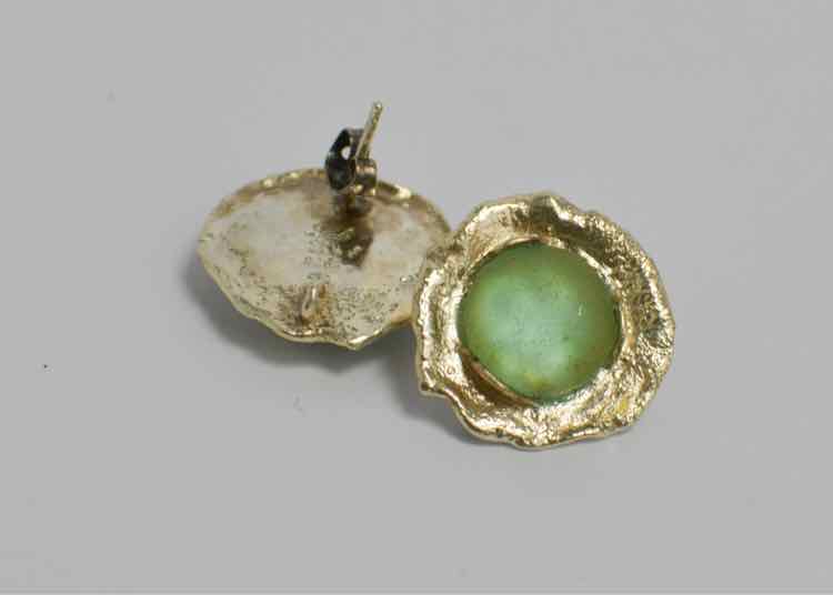 Sterling Green Glass Earrings