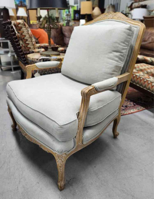 French Grey Linen Arm Chair
