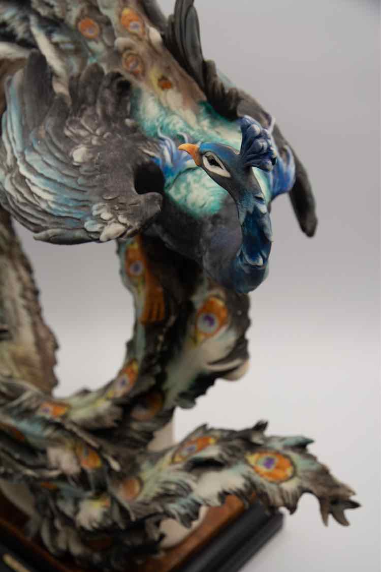 Scultura Di Armani Peacock Signed 16”x17”