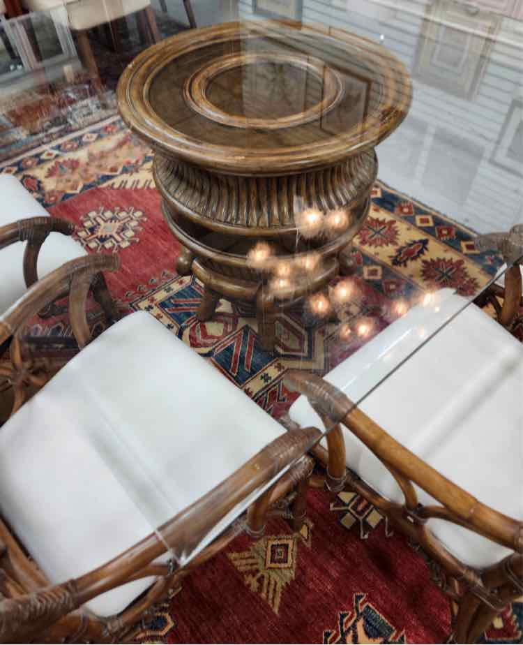 Square Glass Table w/8 Chairs