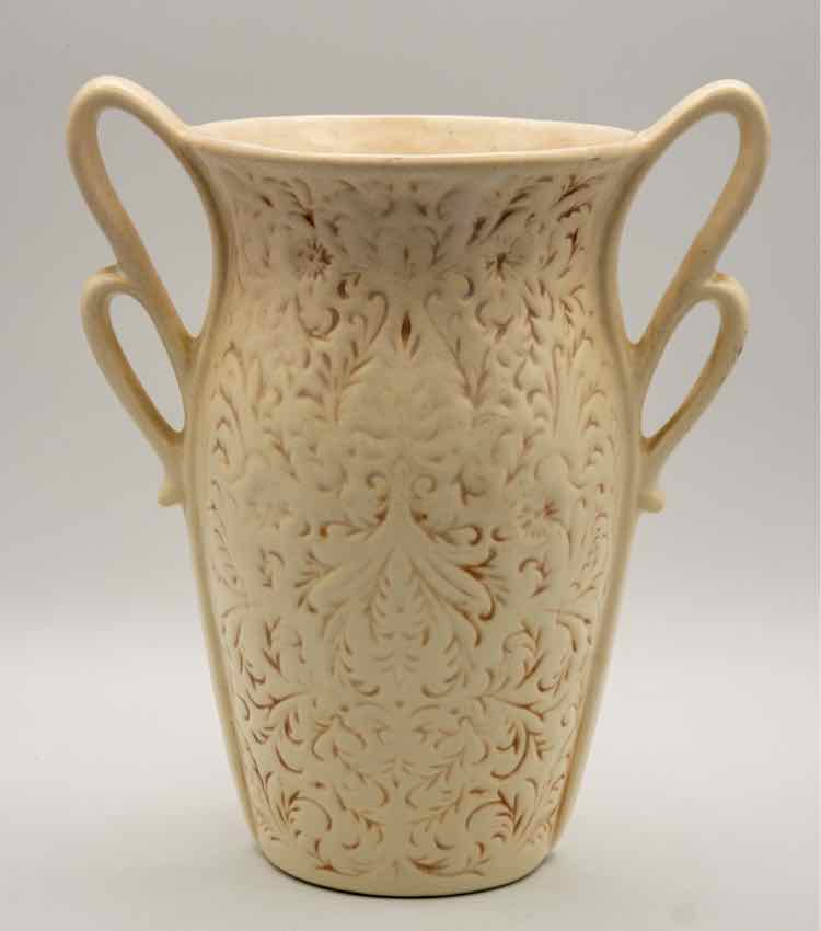 Vtg. Red Wine Double Loop Vase 9"