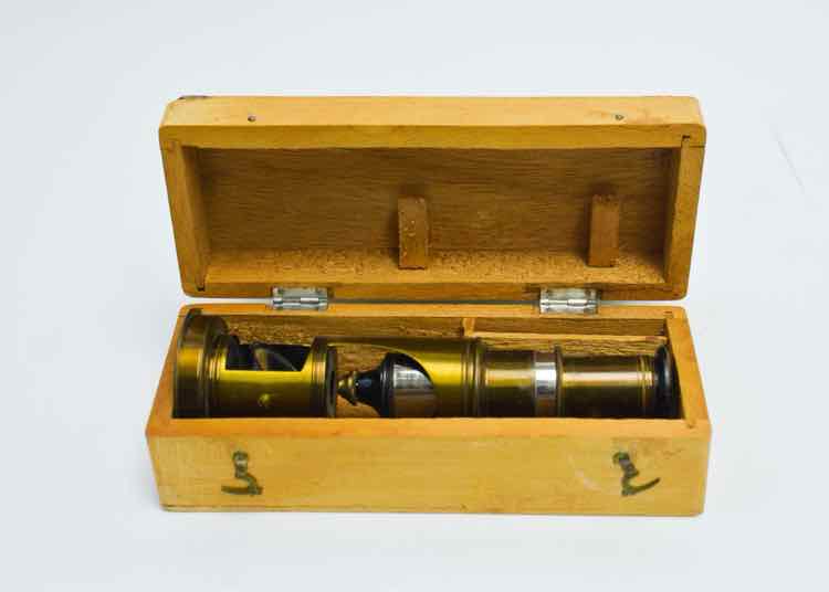 Antique Brass "Field Pocket" Microscope w/ Case