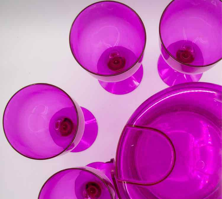 Purple Ice Bucket/Acrylic w/4 Glasses