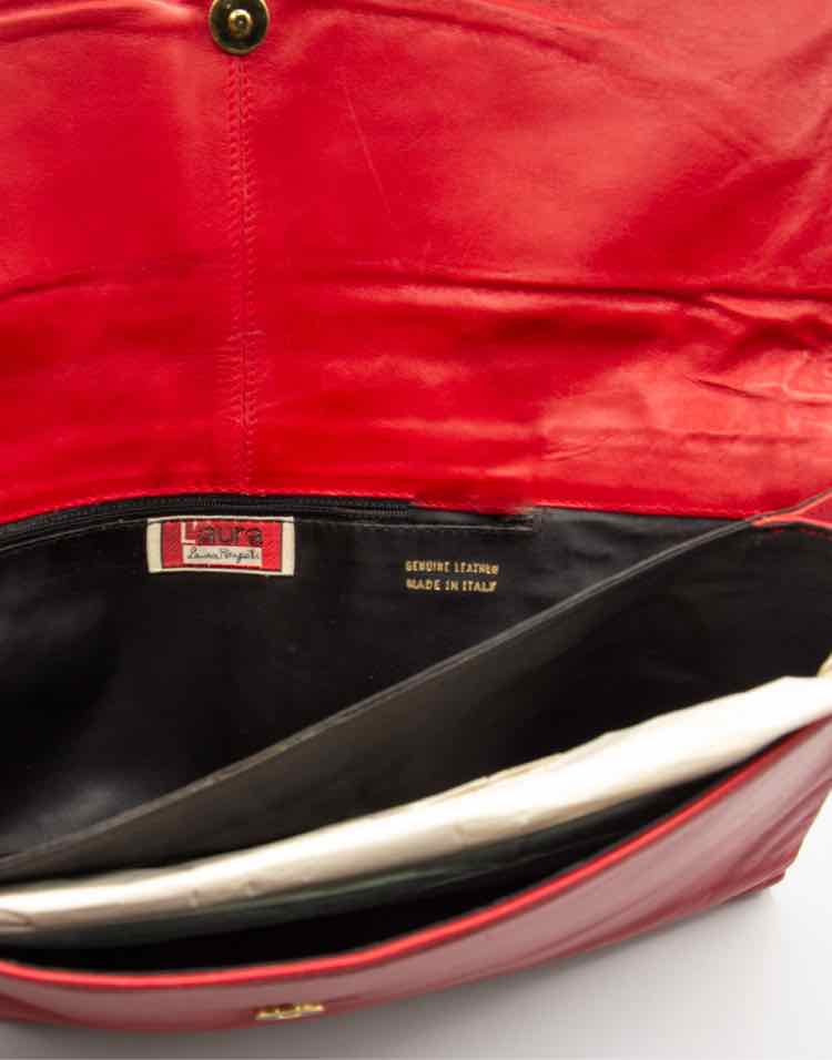 Laura Biagiotti Red Leather Clutch