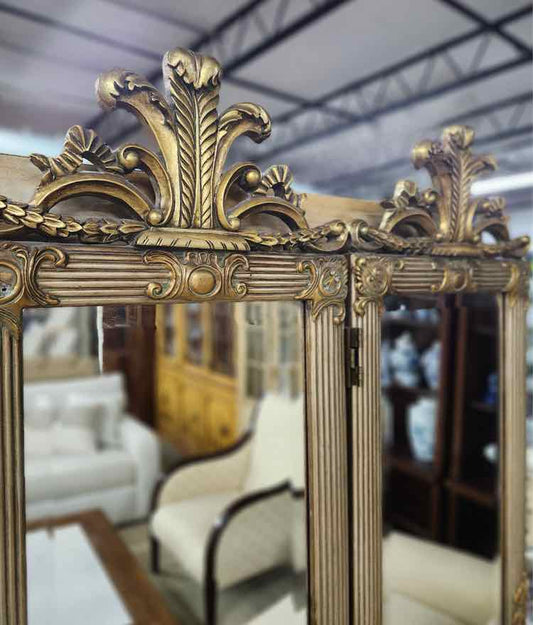 3 Panel Gold Mirrored Screen