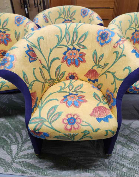 4 Carson Purple & Yellow Chairs