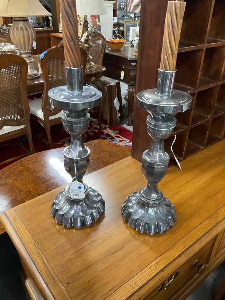 Large set of Antique Silverplate Candlesticks