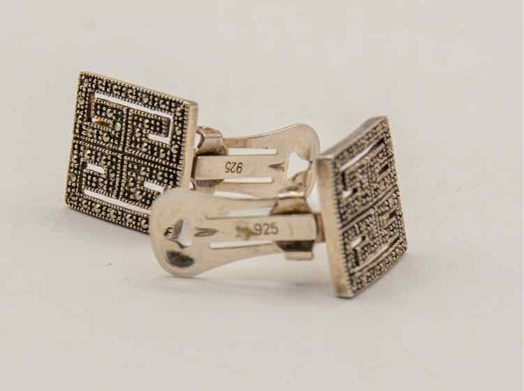 Vtg. Marcasite Clip Earrings