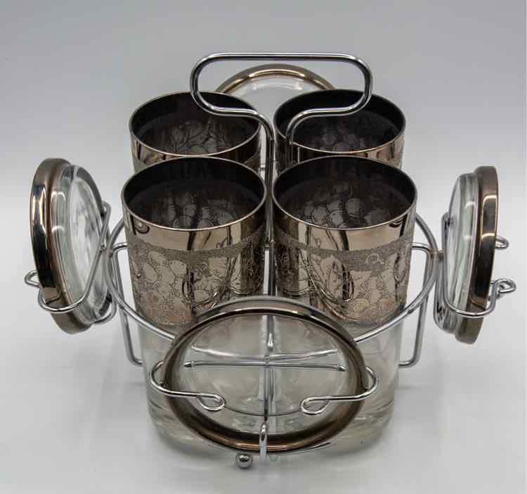 Silver Rim Barware Set