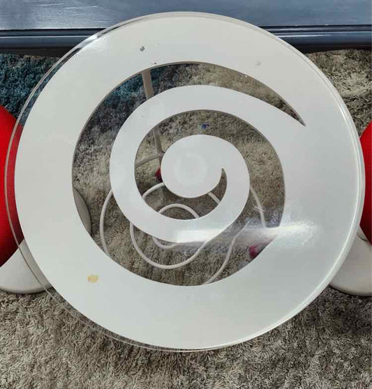 White Swirl Metal End Table