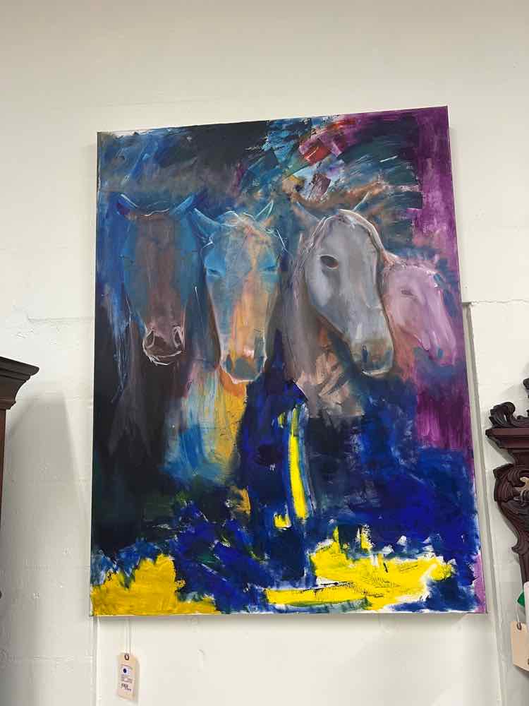 Horses, Oil on Canvas Local Artist
