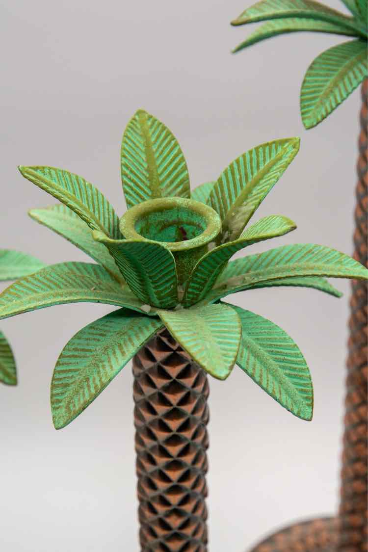 Vintage Palm Tree Taper Candle Holders