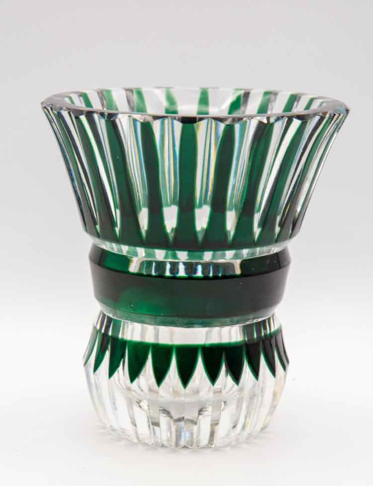 Val Saint Lambert Emerald Green Crystal Vase