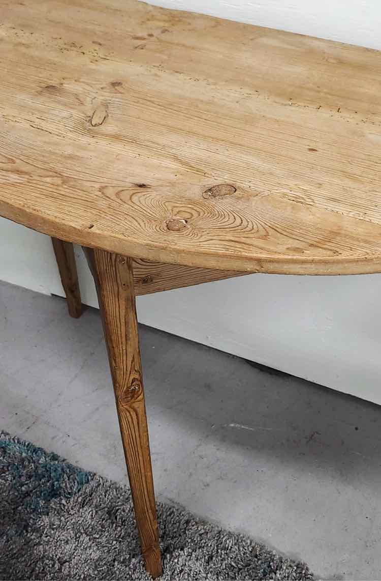 Swedish Antique Pine Demi Lune Table