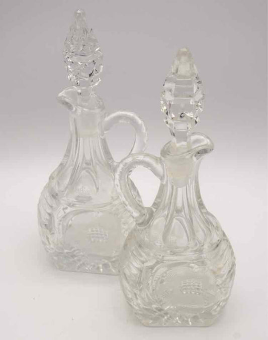 Pair of Vintage WG Hine Cut Crystal Decanters