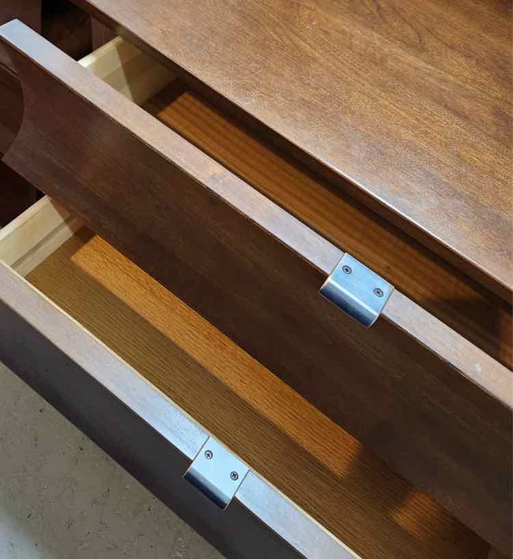 Pair of Curved 3 Drawer Nightstand