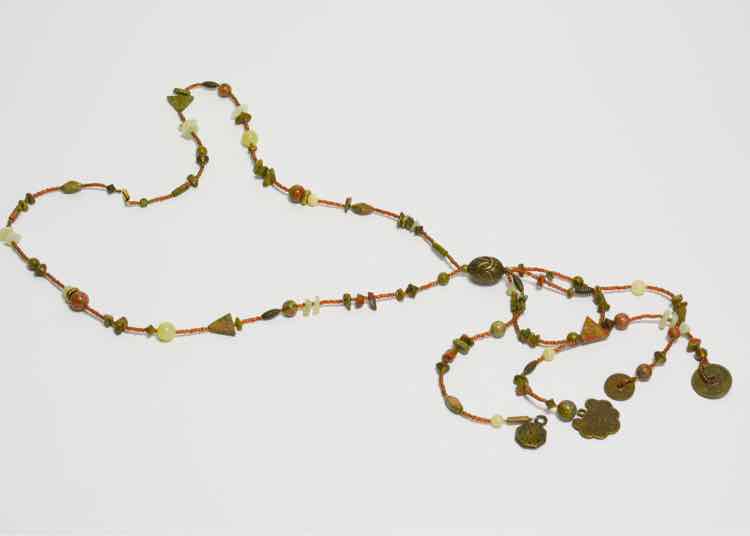 Unakite and New Jade Asian Style Necklace