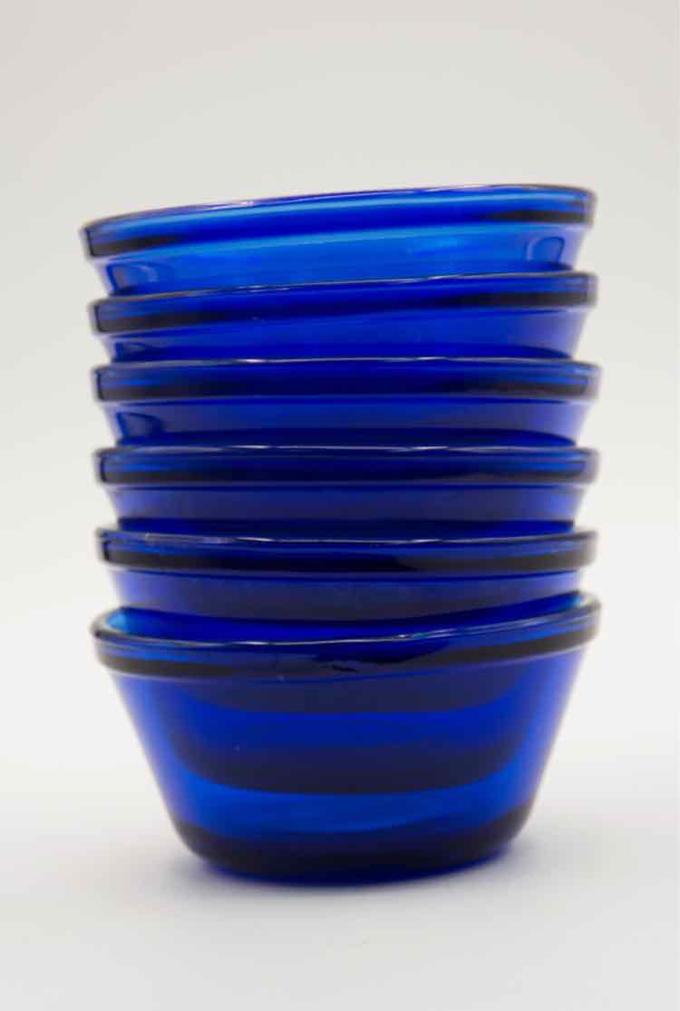 6 Cobalt Blue Small Bowls