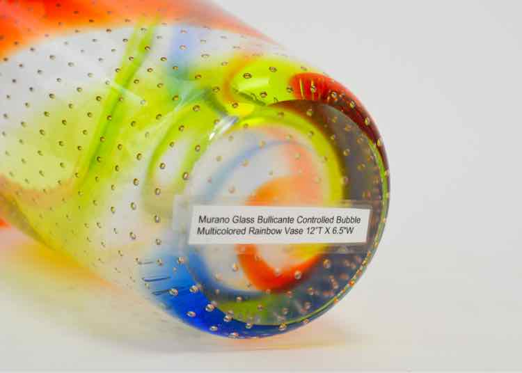 Vtg.'Murano' Bullicate Rainbow Vase