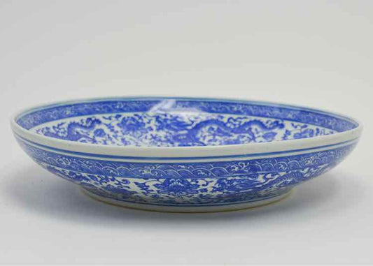 Blue & White Porcelain Dragon Bowl