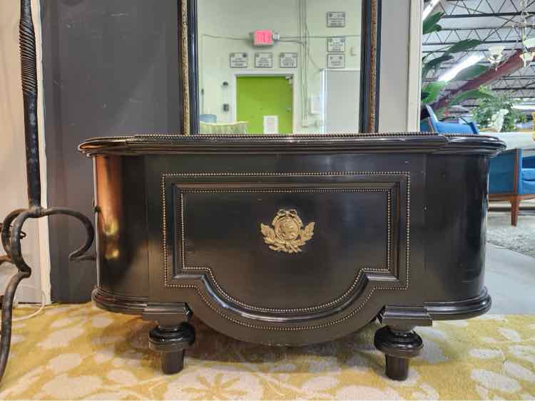 Antique Black Mirror w/Small Bench