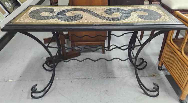 Mosaic Top Console w/Wine Rack