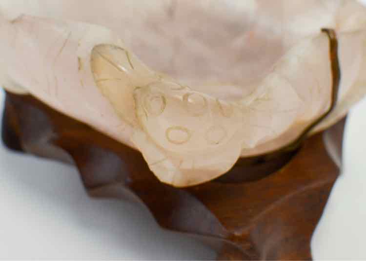 Vtg. Rose Quartz Lotus Bowl