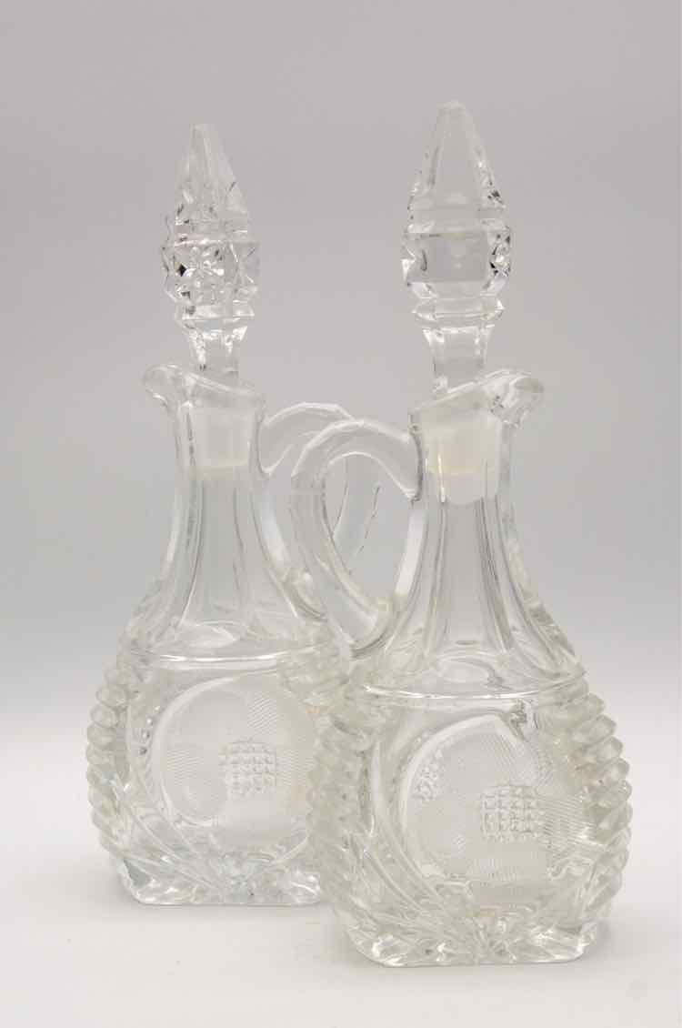 Pair of Vintage WG Hine Cut Crystal Decanters