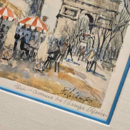 Art 'Paris-Avenue des Champs-Elysees' Watercolor Painting