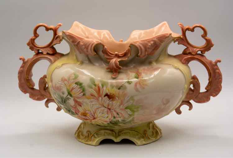 Hand Painted Floral Vase w/Handles