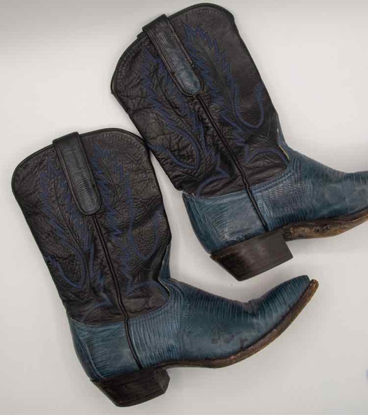 Bleu's Black=k/Blue Leather Cowboy Boots