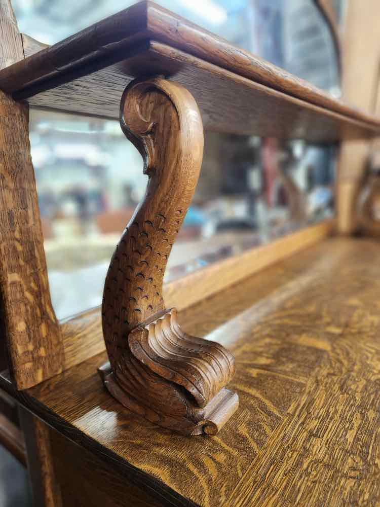 Hand Carved Sideboard w/Mirror