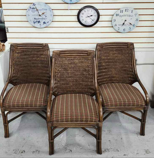 3 Rattan High Back Chairs