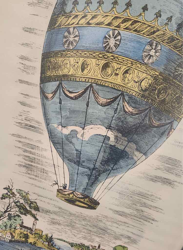 Antique Hot Air Balloon Litho Art