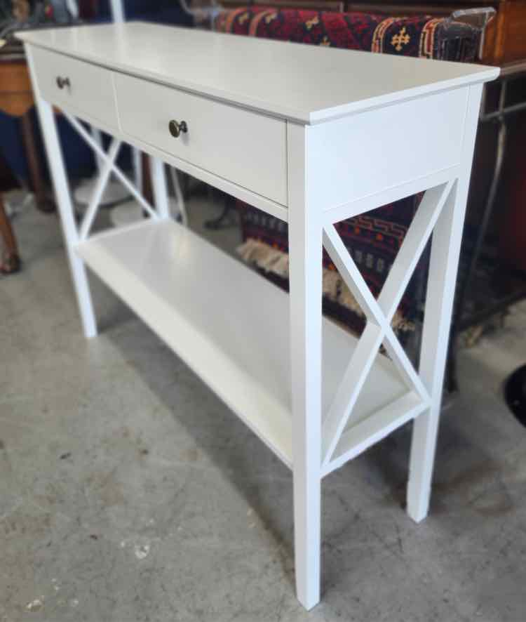 2 Drawer White Entry Table