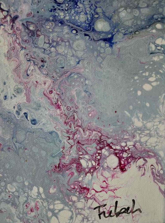 Art 'Hues of Blue' Marble Acrylic Painting by Frebach
