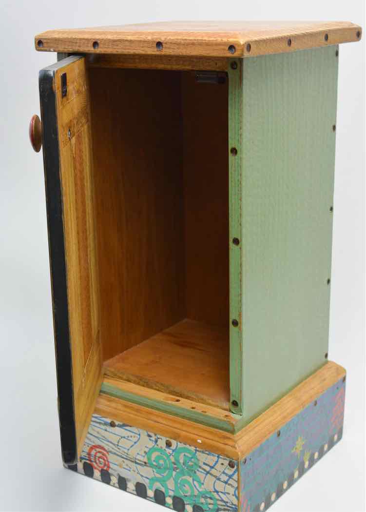 Vtg.ShoeStrings Painted Wood Pedestal w/Door