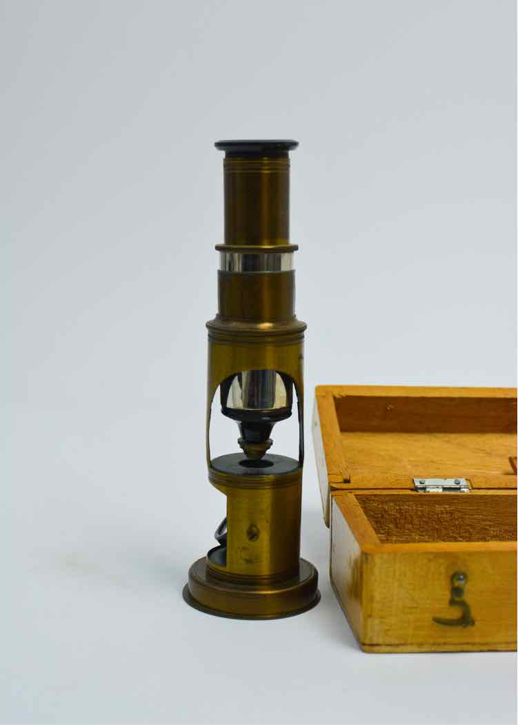 Antique Brass "Field Pocket" Microscope w/ Case
