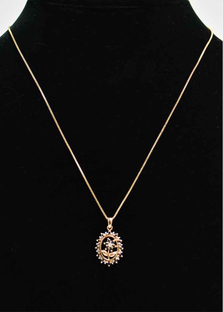 Blue & White Sapphire Flower Necklace