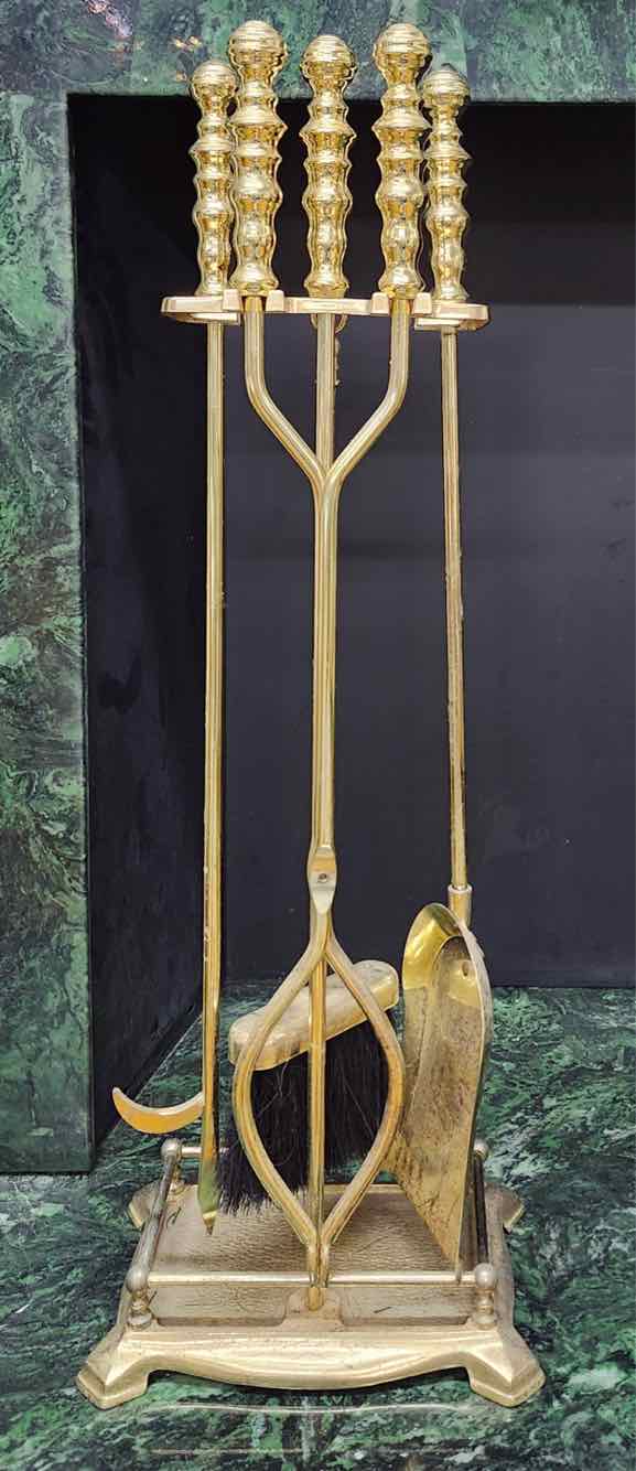 Vtg. Brass Fireplace Tools