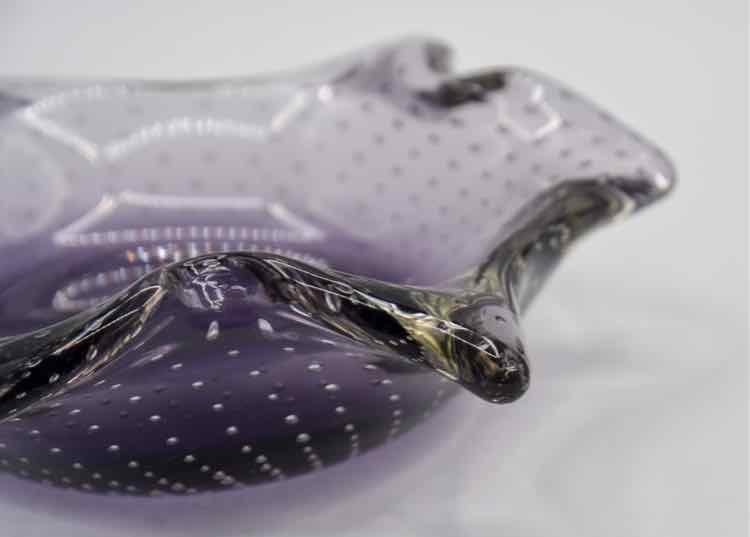 Vtg. MCM Heavy Amethyst Glass Candy Dish