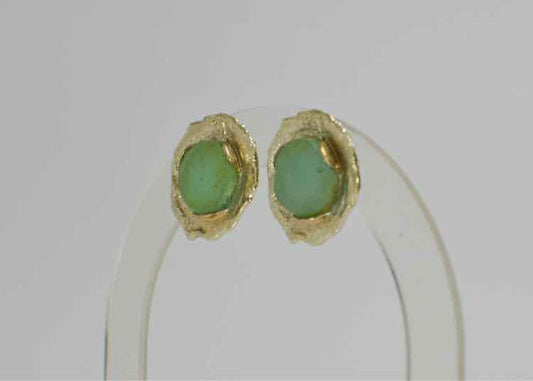 Sterling Green Glass Earrings