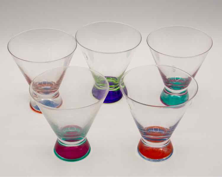 Set of 5 Dansk Spectra Cocktail Glasses